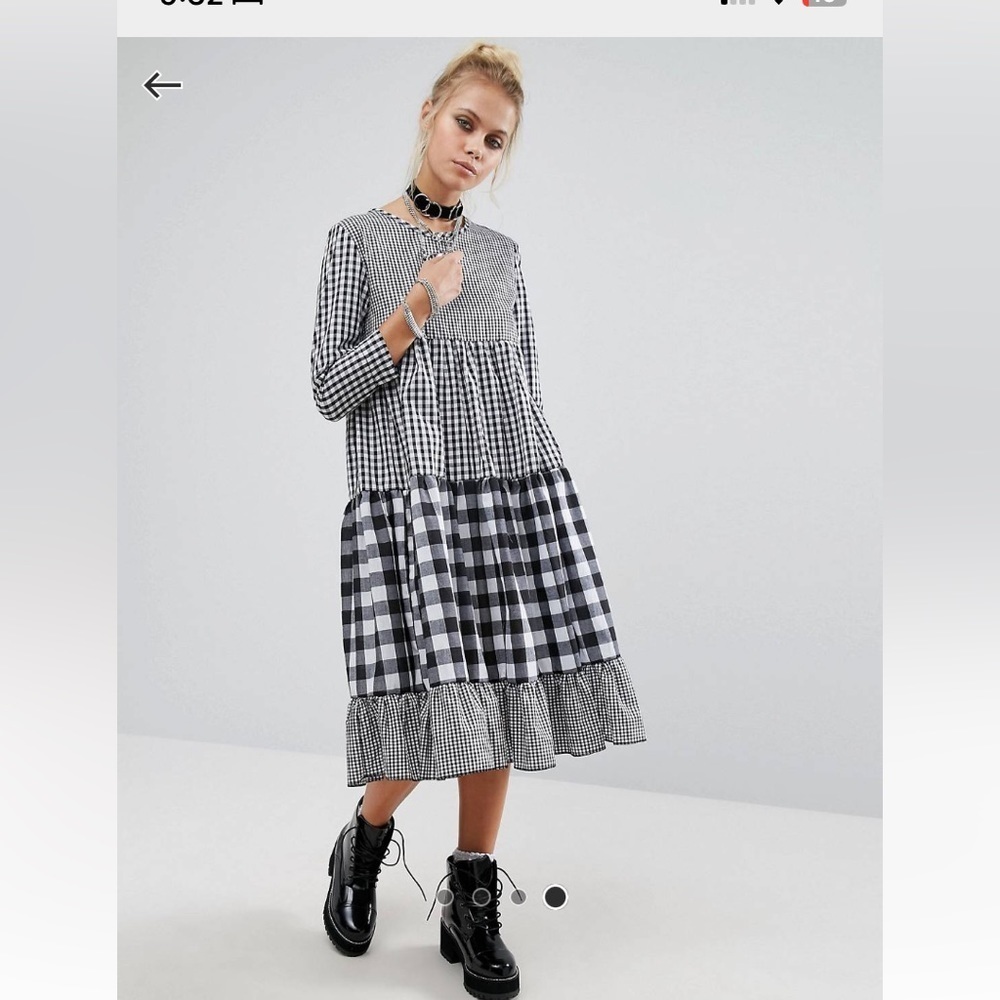 Asos Milk It Vintage Midi Dress with Mix & Match Gingham Size M